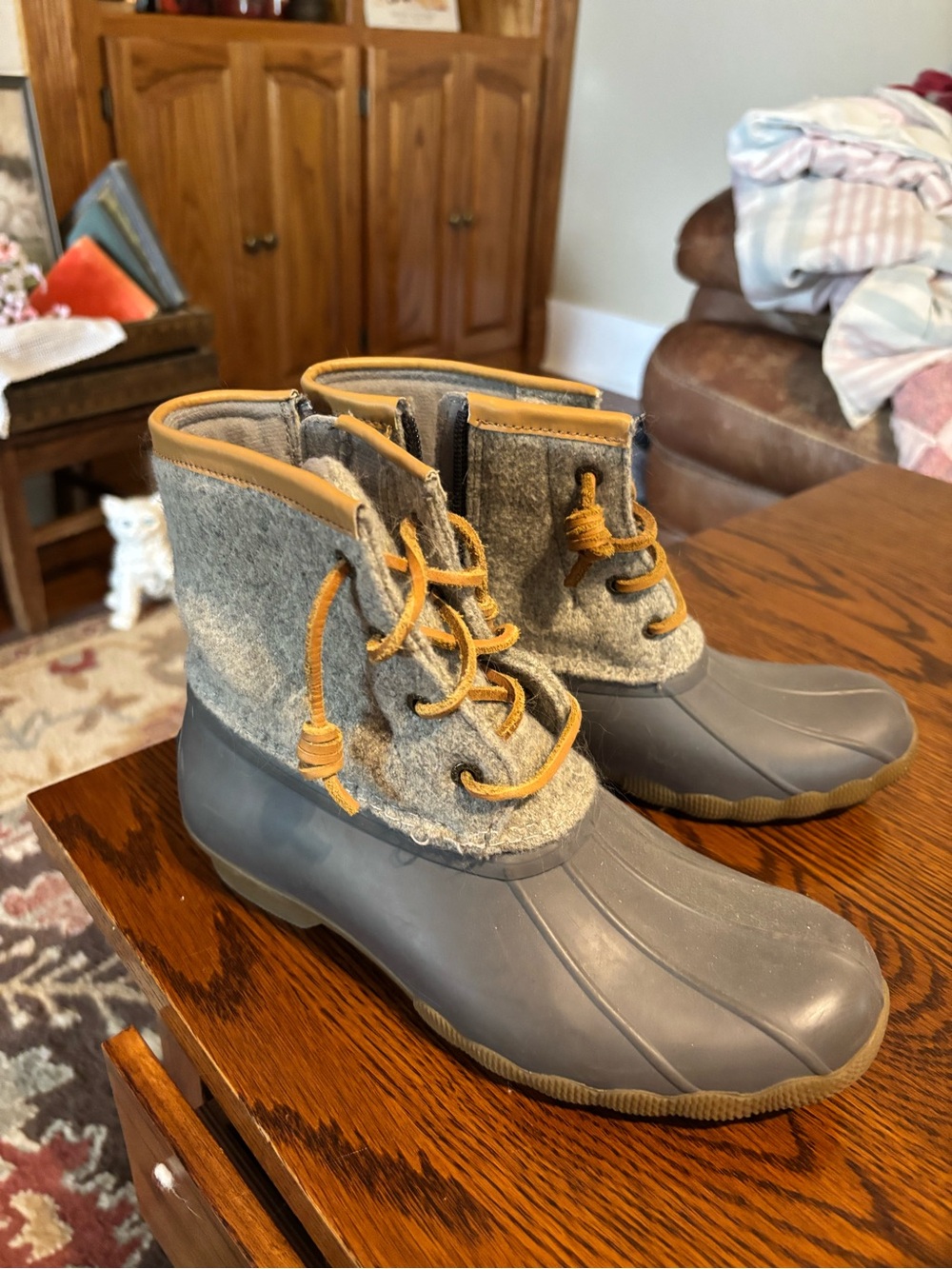 Sperry Gray & Tan Women's Waterproof Duck Boots